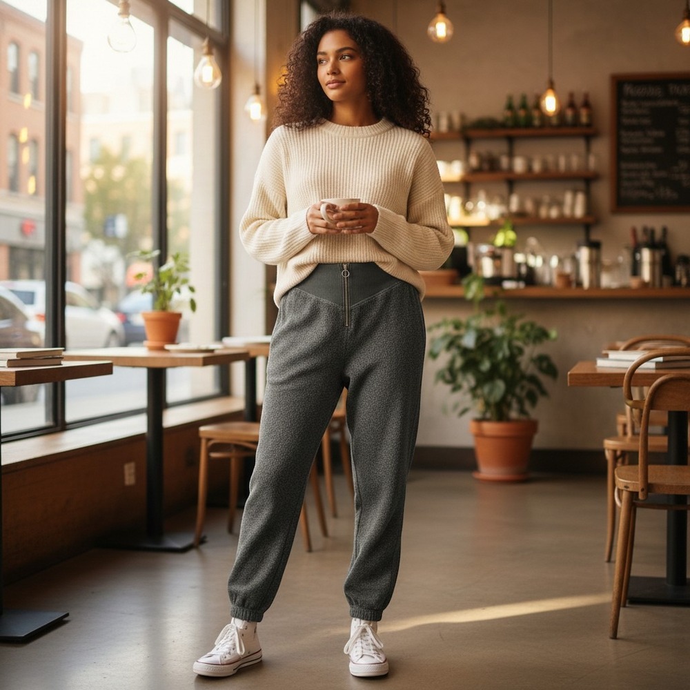Aerie Sherpa Fleece Corset Jogger Pants Gray Sweatpants Cozy Elevated Lounge S